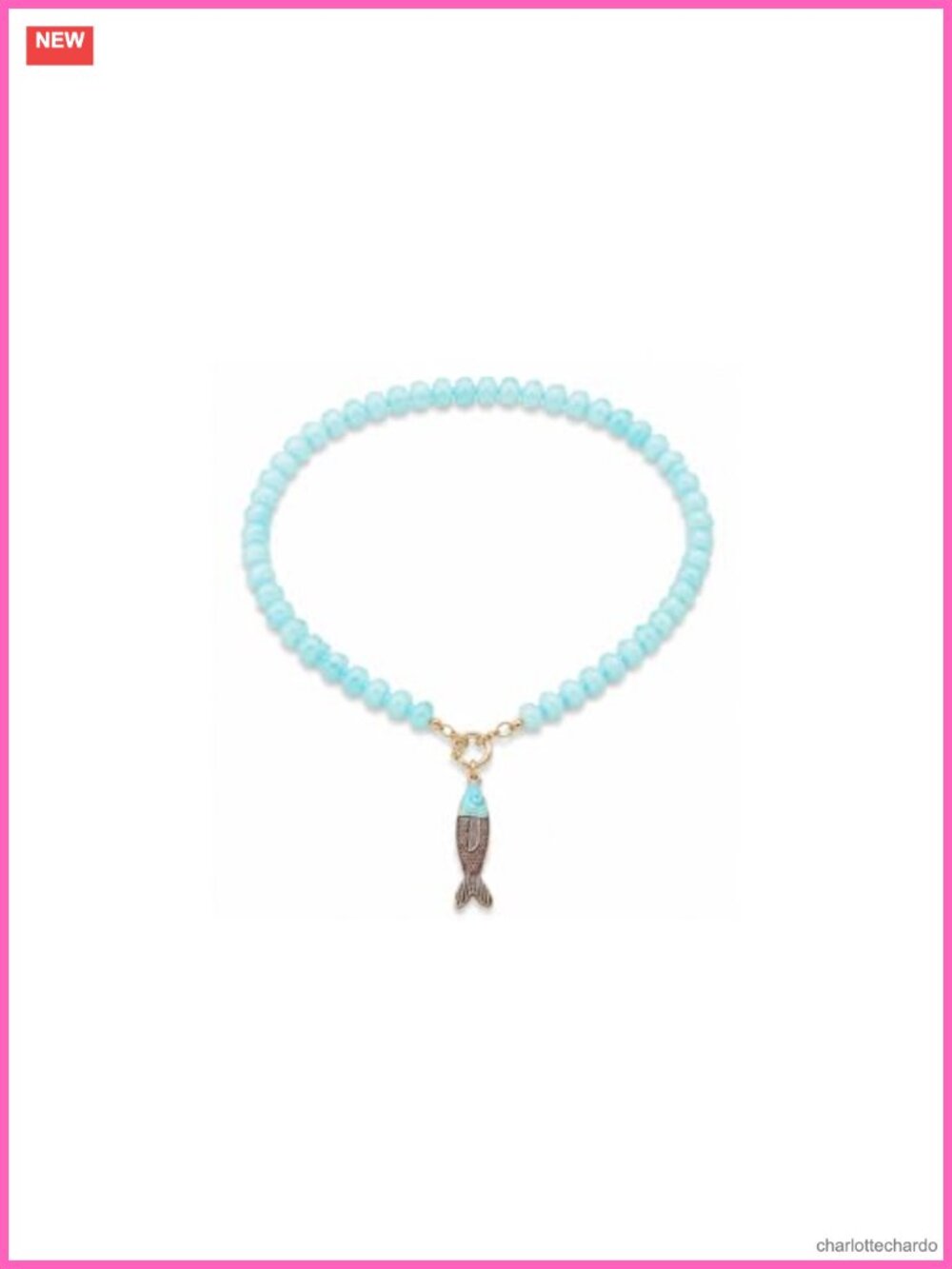 Fish Pendant Beaded Necklace Acrylic Resin Boho Summer Charm Women's Jewelry